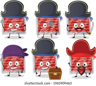 Cartoon character of ground meat with various pirates emoticons