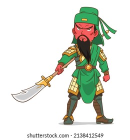 Cartoon character of Guan Yu, Chinese military general.