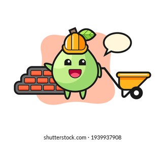 Cartoon character of guava as a builder
