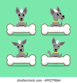 Cartoon character hairless dog with big bones