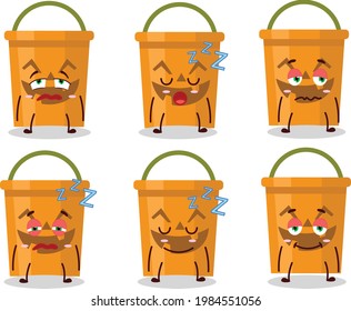 Cartoon character of halloween bucket with sleepy expression