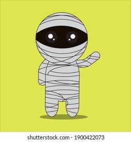 Cartoon character for halloween festival. Spooky character. Mummy