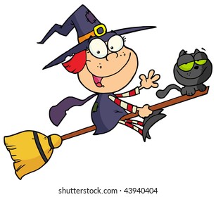 Cartoon character halloween little witch