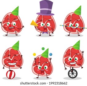 Cartoon character of ham with various circus shows. Vector illustration