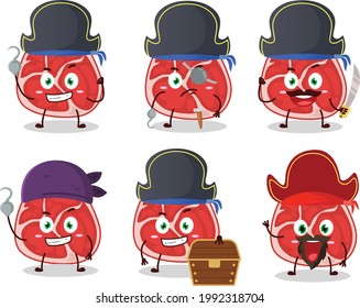 Caricatura de jamón con varios emoticonos piratas. Ilustración del vector