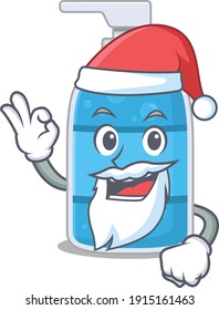 cartoon character of hand wash gel Santa having cute ok finger