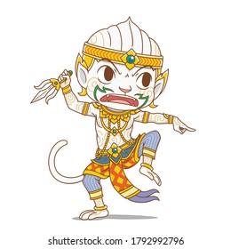 Cartoon character of Hanuman, character in Thailand's Rammakian epic.