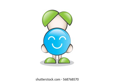 Cartoon Character and Happiness Smiley