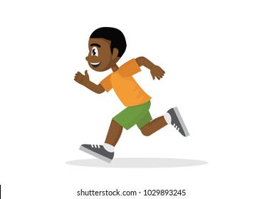 Cartoon character, Happy African Boy running.,vector eps10