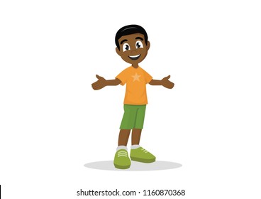 Cartoon character, Happy African boy., vector eps10