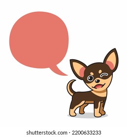 Cartoon character happy chihuahua dog with speech bubble for design.