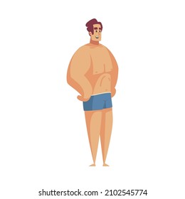 Cartoon character of happy man wearing swimming trunks vector illustration