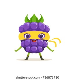 Cartoon character of happy superhero blackberry