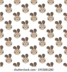 Cartoon character of a hare. Seamless pattern for texture, textiles, packaging, and simple backgrounds. Flat style.