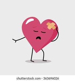 Cartoon Character Heart With A Band Aid Making Drama