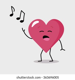 Cartoon character heart singing opera