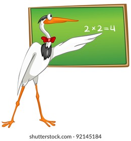 Cartoon Character Heron Isolated on White Background. Vector.