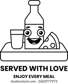A cartoon character is holding a bottle of milk and a glass of milk