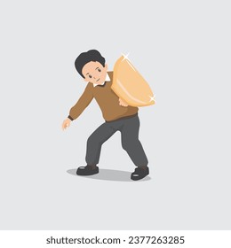 Cartoon character holding a shield