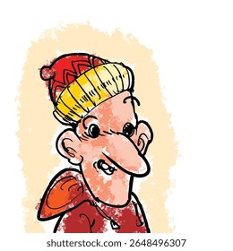 personagem de desenho animado com capuz e gorro ilustração vetor engraçado
