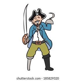 Cartoon character of hook pirate