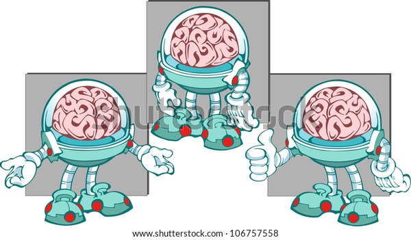 Cartoon character -\
the human brain, which has arms and legs. An illustration is\
divided into layers.