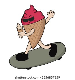 Cartoon character ice cream cone mascot illustration