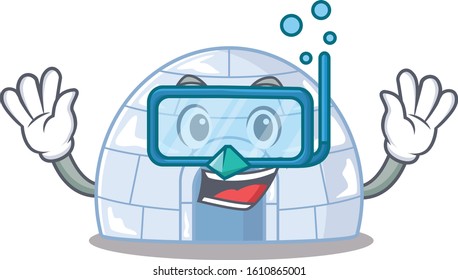 cartoon character of igloo wearing Diving glasses