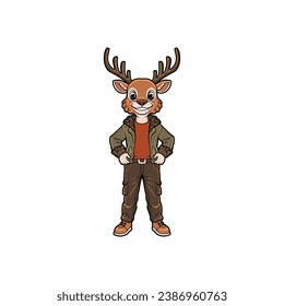 Cartoon character illustration of anthropomorphic Deer mascot vector