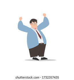 Cartoon character illustration of fat businessman with glasses. Flat avatar icon design isolated on white background