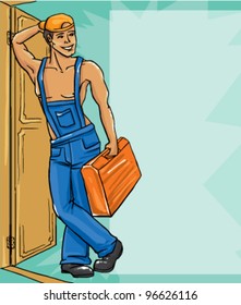 Cartoon character Illustration of a plumber in a uniform.
