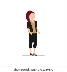 Cartoon character illustration of young woman. Flat avatar icon design isolated on white background