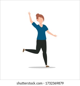 Cartoon character illustration of young woman. Flat avatar icon design isolated on white background