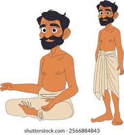 a cartoon character of indian man