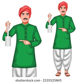 Cartoon Character Of Indian Milkman Vector Illustration (Royalty Free)