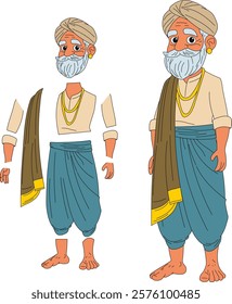 Cartoon character of an Indian old man