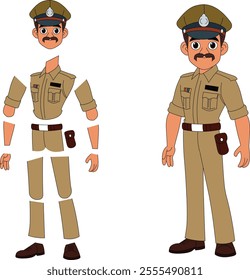 a cartoon character of indian police officer