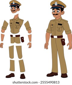 a cartoon character of indian police officer