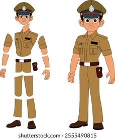 a cartoon character of indian police officer