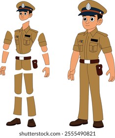 a cartoon character of indian police officer