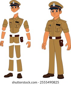 a cartoon character of indian police officer