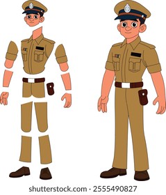 a cartoon character of indian police officer