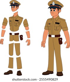 a cartoon character of indian police officer