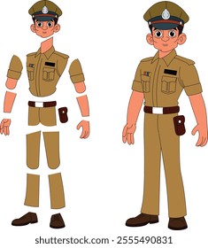 a cartoon character of indian police officer