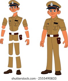 a cartoon character of indian police officer