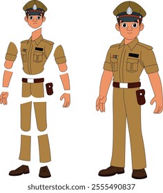 a cartoon character of indian police officer