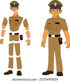 a cartoon character of indian police officer