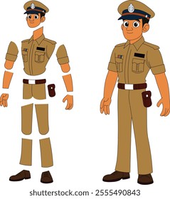 a cartoon character of indian police officer