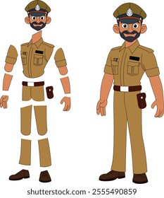 a cartoon character of indian police officer