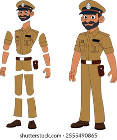 a cartoon character of indian police officer